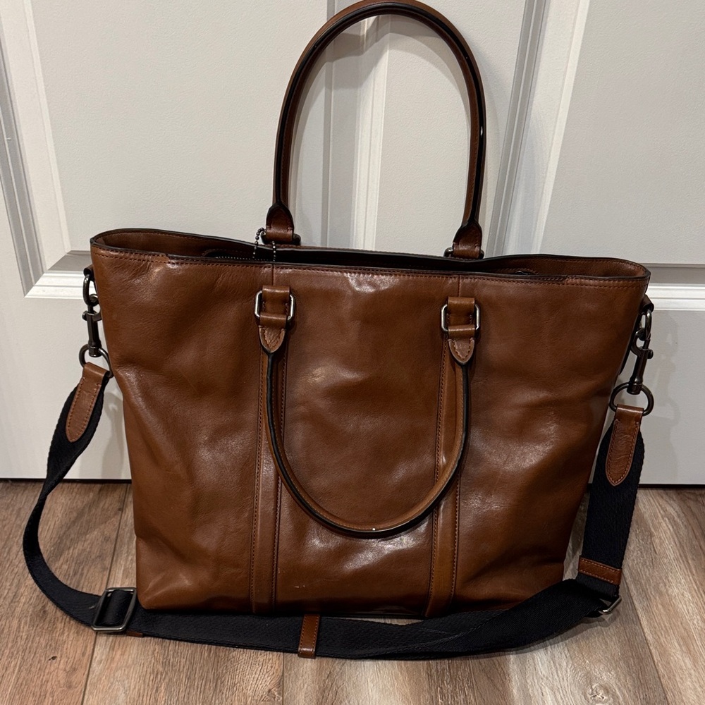 Coach Tan Leather Men's Briefcase - Picture 2 of 6